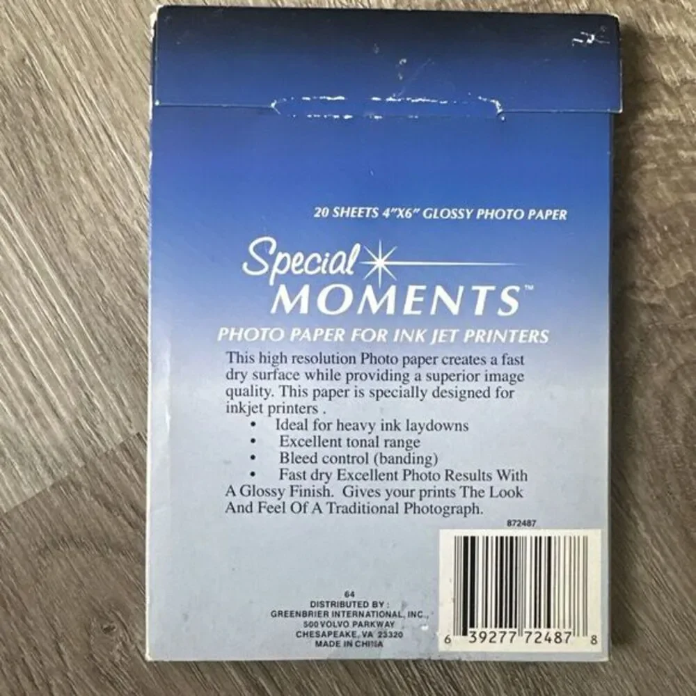 3 Special Moments Photo Paper 4 X 6 Ink Jet 20 sheets ea 10 mil. NEW Acid‎ Free